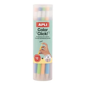 Színes töltőceruza készlet, ceruzatartóban, APLI &quot;Color Click&quot;, 12 különböző szín