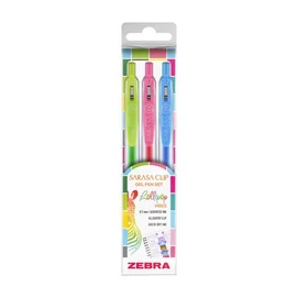 Zseléstoll készlet, 0,33 mm, nyomógombos, ZEBRA &quot;Sarasa Clip Lollipop&quot;, 3 különböző szín