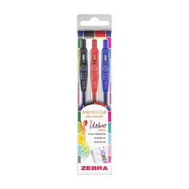 Zseléstoll készlet, 0,33 mm, nyomógombos, ZEBRA &quot;Sarasa Clip Urban Vibes&quot;, 3 különböző szín