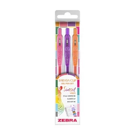 Zseléstoll készlet, 0,25 mm, nyomógombos, ZEBRA "Sarasa Clip Sunset", 3 különböző szín