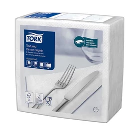 Szalvéta, 1/4 hajtogatott, 2 rétegű, 39,5x39 cm, Advanced, TORK &quot;Texturált Dinner&quot;, fehér