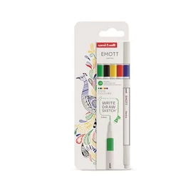 Tűfilc készlet, 0,4 mm, UNI &quot;Emott Vivid&quot;, 5 különböző szín
