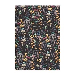 Jegyzetfüzet, A5, vonalas, 96 lap, TOPTIMER "Notes", fekete virágos