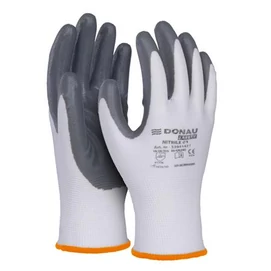 Szerelőkesztyű, nitril, DONAU &quot;Safety 01&quot;, 7/S méret, szürke