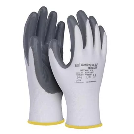 Szerelőkesztyű, nitril, DONAU &quot;Safety 01&quot;, 8/M méret, szürke