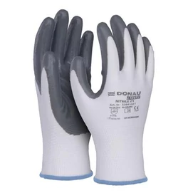 Szerelőkesztyű, nitril, DONAU &quot;Safety 01&quot;, 9/L méret, szürke