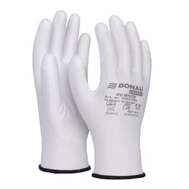 Szerelőkesztyű, PU, DONAU "Safety", 10/XL méret, fehér