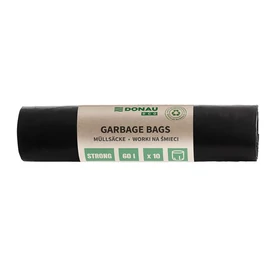 Szemeteszsák, extra erős, 60 l, 10 db, 30 µ, DONAU &quot;Eco&quot;, fekete