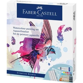 Akvarell festékkészlet, tubusos, kiegészítőkkel, FABER-CASTELL "Creative Studio", 12 különböző szín
