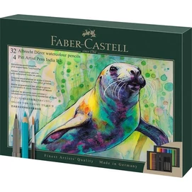 Akvarell ceruza készlet, ecsettel, FABER-CASTELL "Albrecht Dürer &amp; Pitt Artist Pen", 37 db-os szett