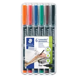 Alkoholos marker készlet, OHP, 1 mm, STAEDTLER "Lumocolor® 317 M", 6 különböző szín