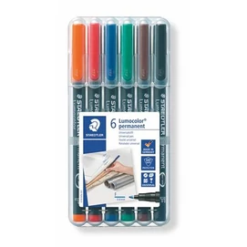 Alkoholos marker készlet, OHP, 0,6 mm, STAEDTLER &quot;Lumocolor® 318 F&quot;, 6 különböző szín