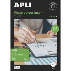 Fotópapír, lézer, A4, 210 g, fényes, kétoldalas, APLI &quot;Premium Laser&quot;