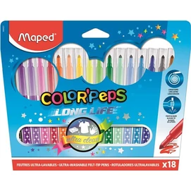 Filctoll készlet, mosható, MAPED &quot;Color`Peps Long Life&quot;, 18 különböző szín