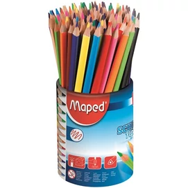 Színes ceruza készlet, háromszögletű, ceruzatartó, MAPED &quot;School Peps&quot;