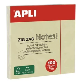 Öntapadó jegyzettömb, &quot;Z&quot;, 75x75 mm, 100 lap, APLI &quot;Classic&quot;, sárga