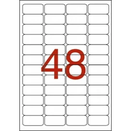 Etikett, 45,7x21,2 mm, poliészter, időjárásálló, kerekített sarkú, fehér, APLI, 960 etikett/csomag