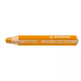 Színes ceruza, kerek, vastag, STABILO "Woody 3 in 1", narancssárga