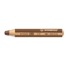 Színes ceruza, kerek, vastag, STABILO &quot;Woody 3 in 1&quot;, barna