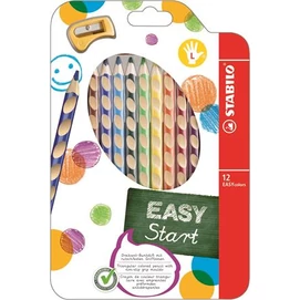Színes ceruza készlet, háromszögletű, balkezes, STABILO &quot;EasyColours&quot;, 12 különböző szín