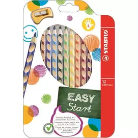 Színes ceruza készlet, háromszögletű, balkezes, STABILO "EasyColours", 12 különböző szín