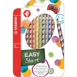 Színes ceruza készlet, háromszögletű, jobbkezes, STABILO &quot;EasyColours&quot;, 12 különböző szín