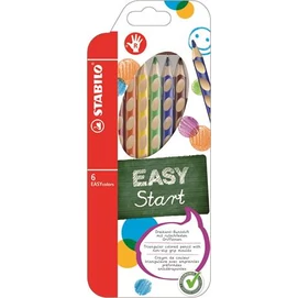 Színes ceruza készlet, háromszögletű, jobbkezes, STABILO &quot;EasyColours&quot;, 6 különböző szín