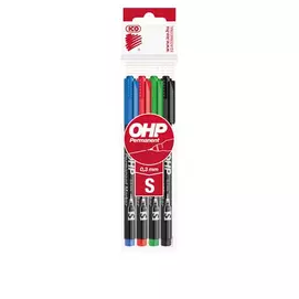 Alkoholos marker készlet, OHP, 0,3 mm, S, ICO, 4 különböző szín