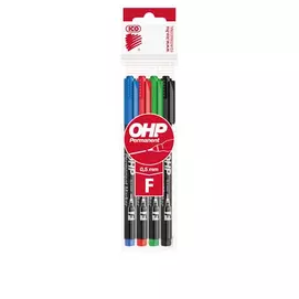 Alkoholos marker készlet, OHP, 0,5 mm, F, ICO, 4 különböző szín