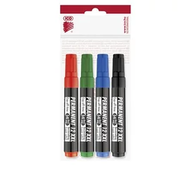 Alkoholos marker készlet, 1-4 mm, vágott, ICO &quot;Permanent 12 XXL&quot;, 4 különböző szín