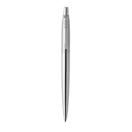 Golyóstoll, 0,7 mm, nyomógombos, ezüst színű klip, rozsdam. acél tolltest, PARKER "Royal Jotter", kék