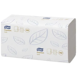Kéztörlő, Interfold hajtás, 2 rétegű, 100 lap, H2 rendszer, Premium, TORK &quot;Xpress Soft Multifold&quot;, fehér