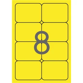 Etikett, 99,1x67,7 mm, színes, kerekített sarkú, APLI, neon sárga, 160 etikett/csomag
