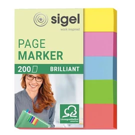 Jelölőcímke, papír, 5x40 lap, 12x50 mm, SIGEL &quot;Brilliant Mini&quot;, vegyes szín