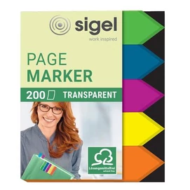 Jelölőcímke, műanyag, 5x40 lap, 12x45 mm, SIGEL &quot;Nyilak&quot;, vegyes szín