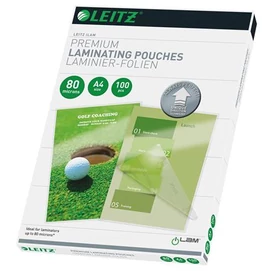 Meleglamináló fólia, 80 mikron, A4, fényes, UDT technológiával, LEITZ &quot;iLam&quot;