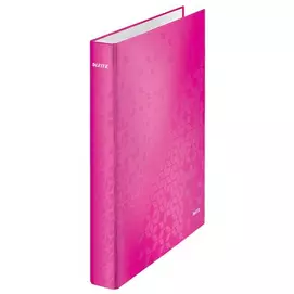 Gyűrűs könyv, 4 gyűrű, D alakú, 40 mm, A4 Maxi, karton, LEITZ &quot;Wow&quot;, rózsaszín