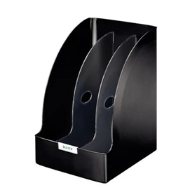 Iratpapucs, műanyag, 205 mm, elválasztókkal, LEITZ &quot;Plus Jumbo&quot;, fekete
