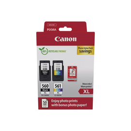 Canon PG-560XL (1x14,3 ml) + CL-561XL (1x12,2 ml) + 50 lap GP501 10x15 fényes fotópapír Multipack
