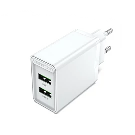 Vention USB-A+A (2port, 18W/18W,fehér), töltő