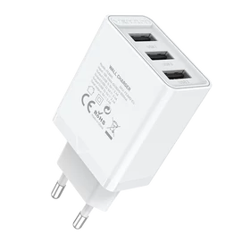 Vention USB-A+A+A (12W/12W/12W, 3-portos, fehér), töltő