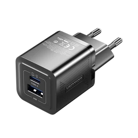Vention USB-C+A (30W/30W, 2-portos, fekete, GaN), töltő