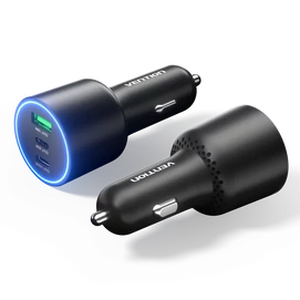 Vention USB-A+C*2 (3port,100/30/18W, fekete,szivargyújtós), töltő