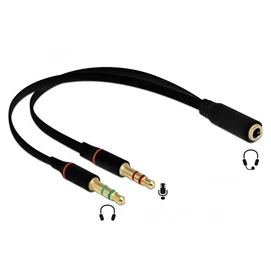 DELOCK Átalakító Headset Stereo jack 1x 3.5mm 4 pin female &gt; 2x 3.5mm 3 pin male