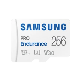 SAMSUNG Memóriakártya, PRO Endurance microSD kártya 256GB, CLASS 10, UHS-I (SDR104), + SD Adapter, R100/W40