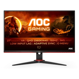 AOC Gaming 155Hz VA monitor 27" Q27G2E/BK, 2560x1440, 16:9, 250cd/m2, 1ms, 2xHDMI/DisplayPort