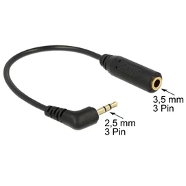 DELOCK Átalakító Audio Stereo jack 2.5mm 3 pin male 90 fokos &gt; Stereo jack 3.5mm 3 pin female