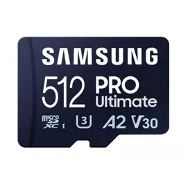 SAMSUNG Memóriakártya, PRO Ultimate microSD 512GB, Class 10, V30, A2, Grade 3 (U3), R200/W130
