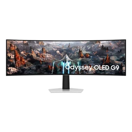 SAMSUNG Ívelt Gaming 240Hz OLED monitor 49" G93SC, 5120x1440, 32:9, 250cd/m2, 0.03ms, HDMI/MicroHDMI/DP/3xUSB, hangszóró