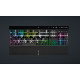 CORSAIR Vezetékes Billentyűzet Gaming, K55 RGB PRO XT, 6 programozható billentyű, Cseppálló, Csuklótámasz, US, fekete